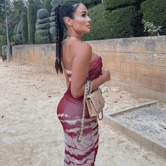 RED MARBLE TULLE CORSET MIDI DRESS ZARA MARBLE Red - Picture 6 of 16